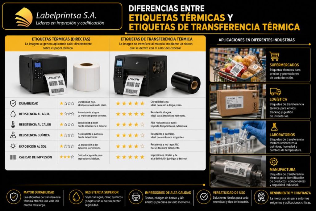 Diferencias entre etiquetas térmicas y etiquetas de transferencia térmica